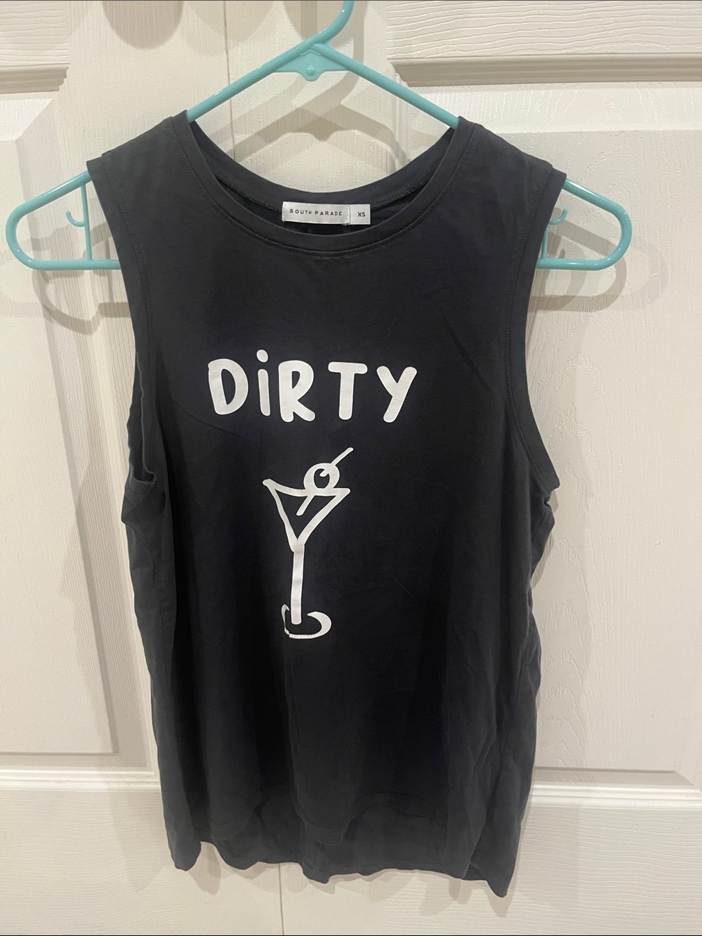 Black Graphic Muscle Tank Top - "DIRTY" Martini Print